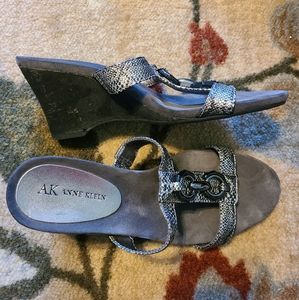 AK Anne Klein Faux Snakeskin Wedge Sandals